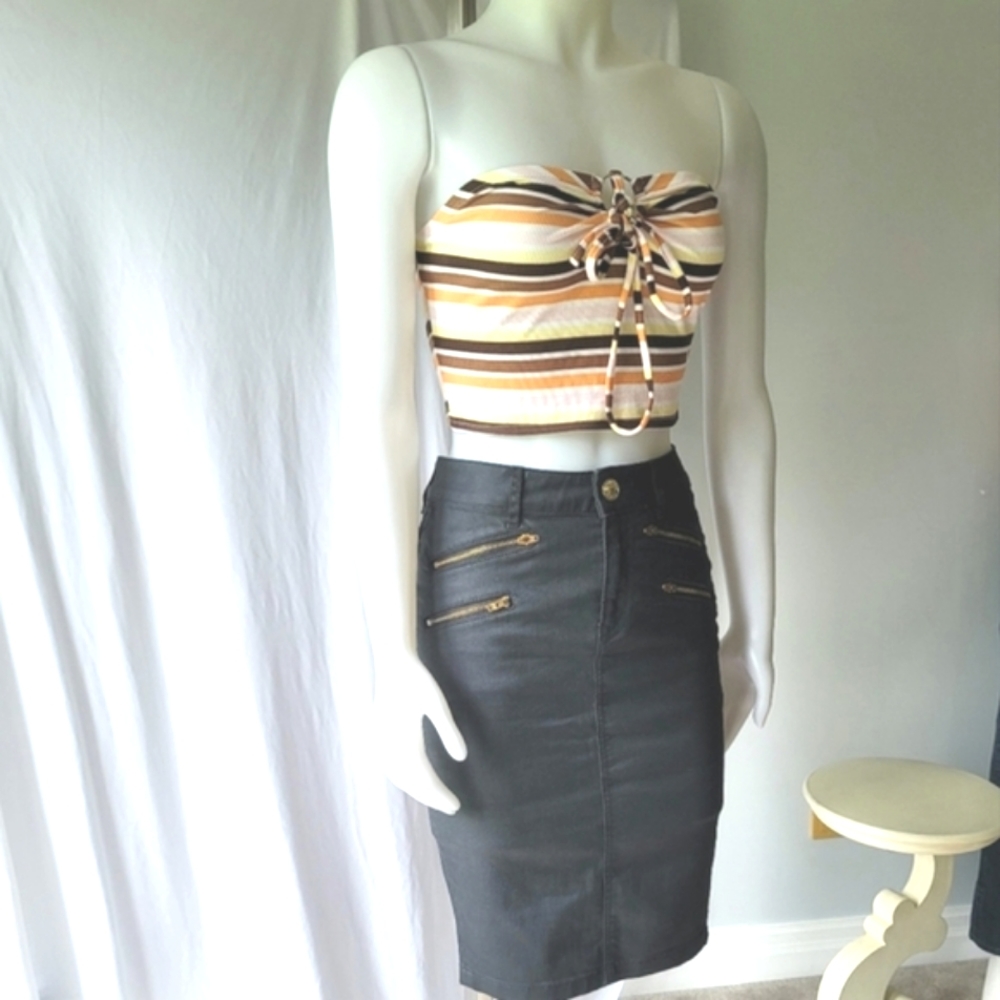 NWT Playboy Petite Women's Striped Halter Top Size S